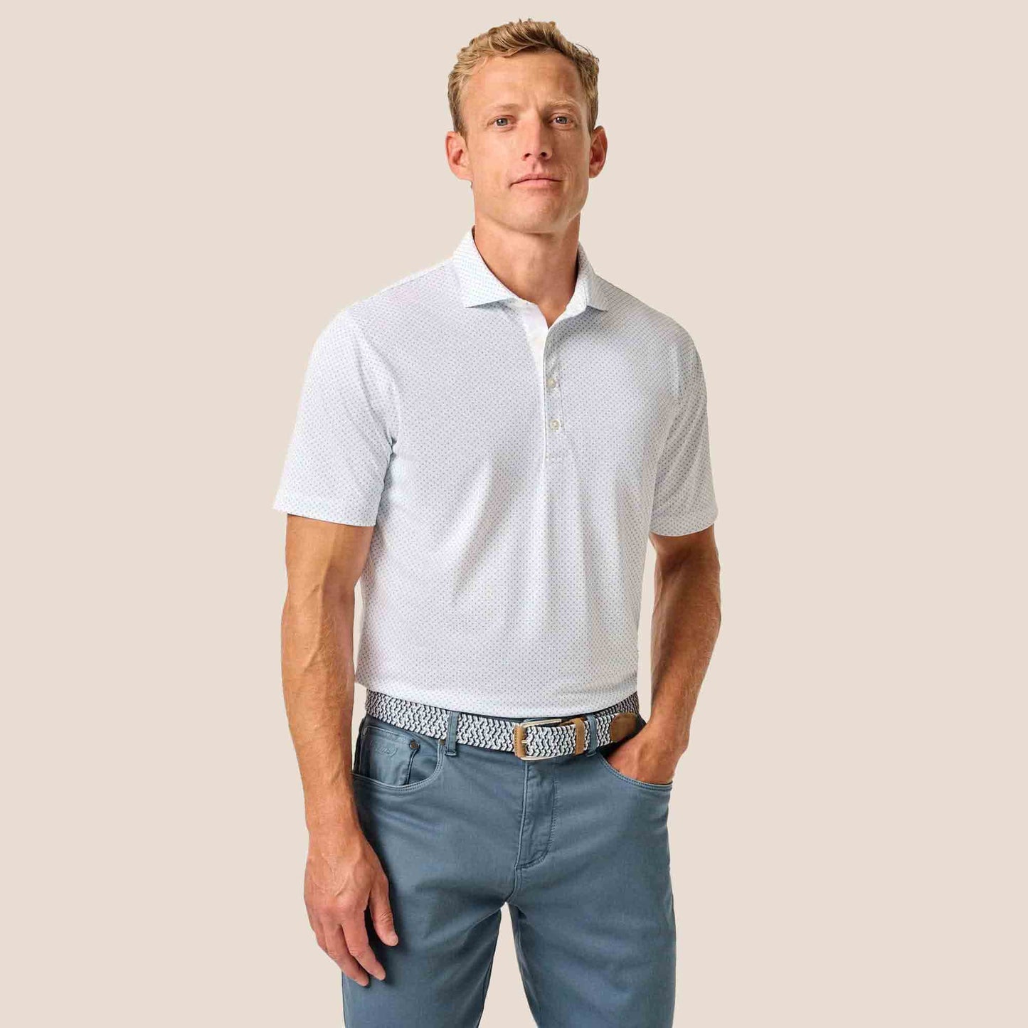 Johnnie-O Men's Cason Mesh Printed Polo