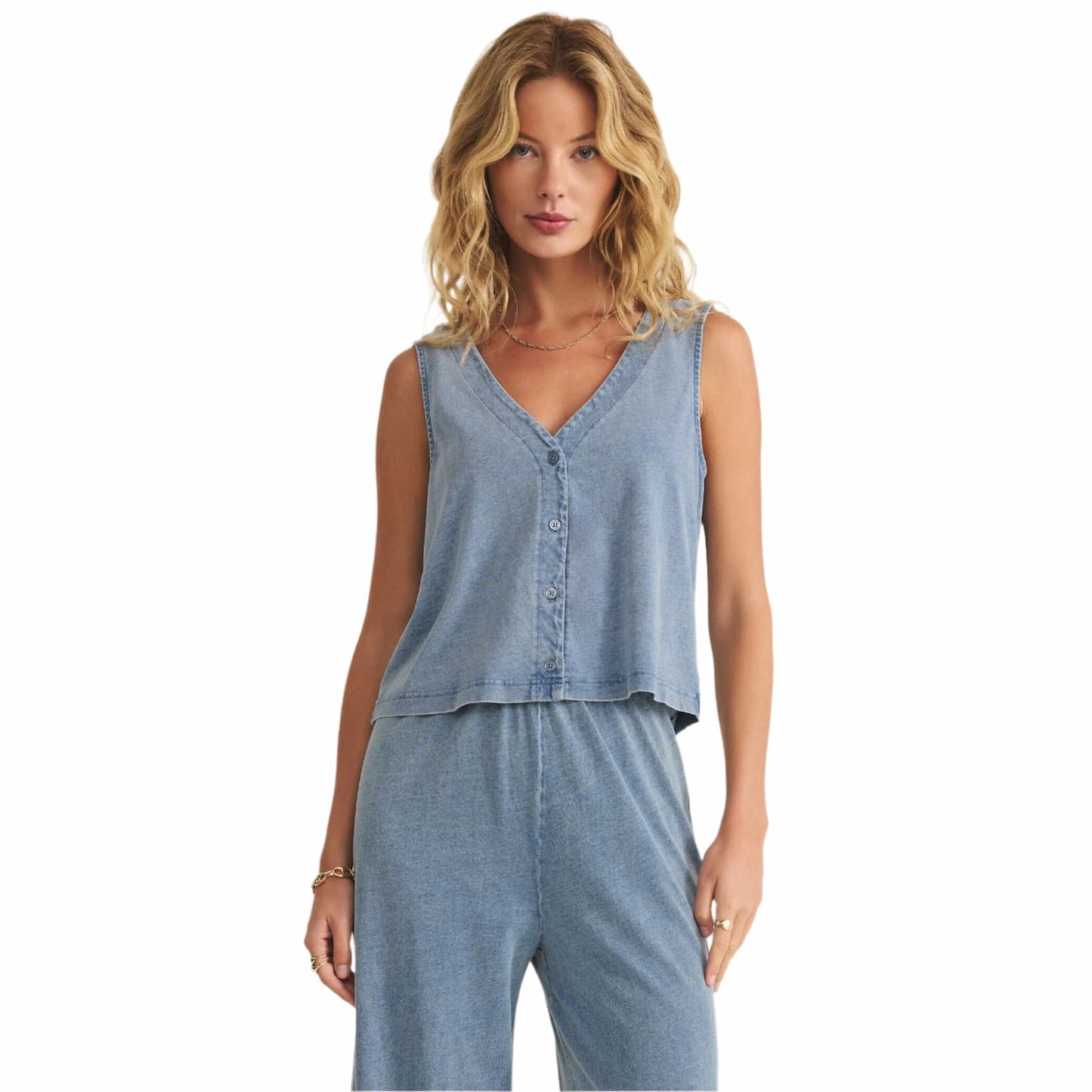Z Supply Women's Solace Jersey Denim Top