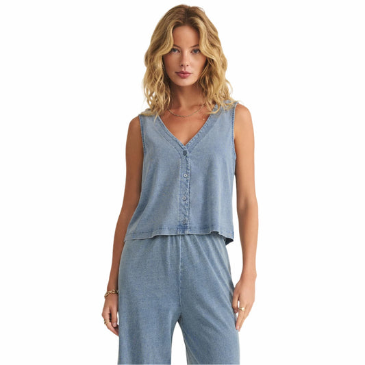 Z Supply Women's Solace Jersey Denim Top