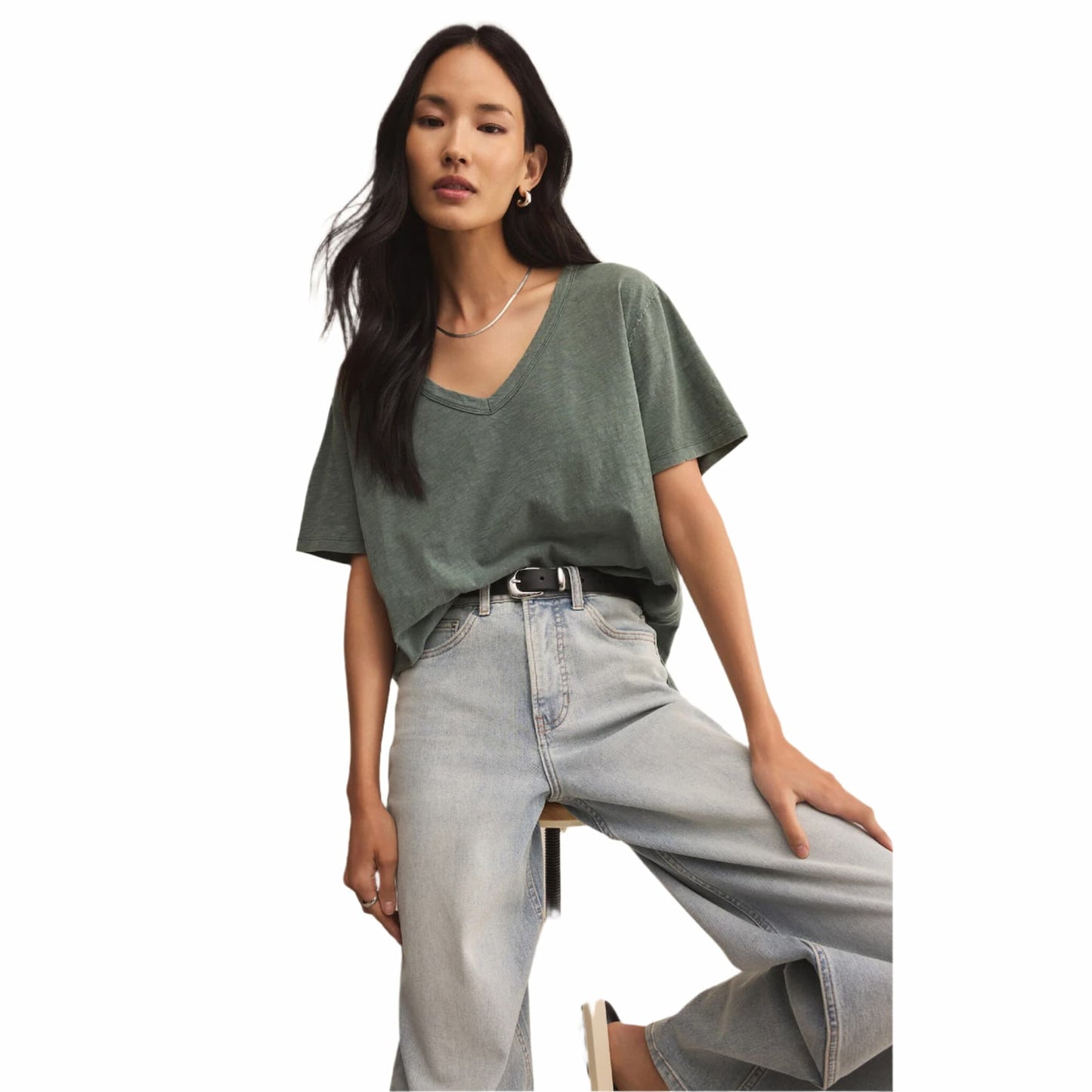 Z Supply Women's Lively Relaxed V-Neck Short Sleeve Tee
